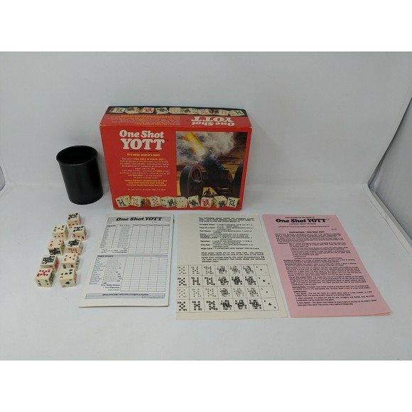 One Shot Yott Dice Game Poker Cards Yahtzee Variant Complete VTG 1970s 70s 1977 - Picture 1 of 8